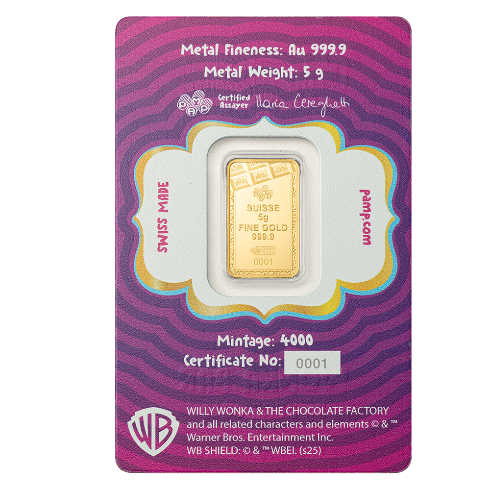 5 Gram Pure Gold Bar - PAMP Willy Wonka Bar - Image 3
